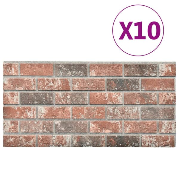 Väggpaneler 10 pcs Mörkbrun och grå 100 x 50 cm EPS Skum