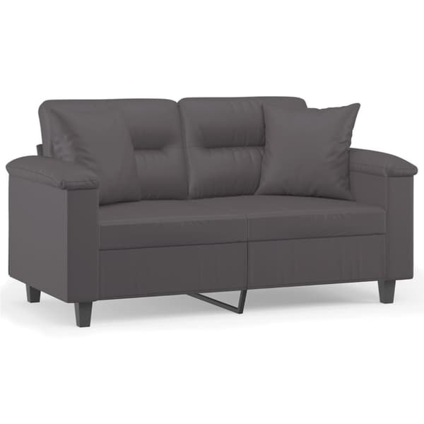 2-sits soffa med prydnadskuddar grå 120 cm konstläder