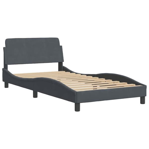 Bed Frame "Dover" Dark Grey 100x190 cm Velvet