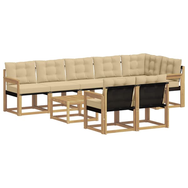Utomhussoffset med kudde 9 pcs Vit och Beige