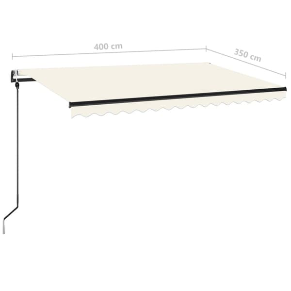 Automatisk markis med vindsensor & LED 400x350 cm gräddvit