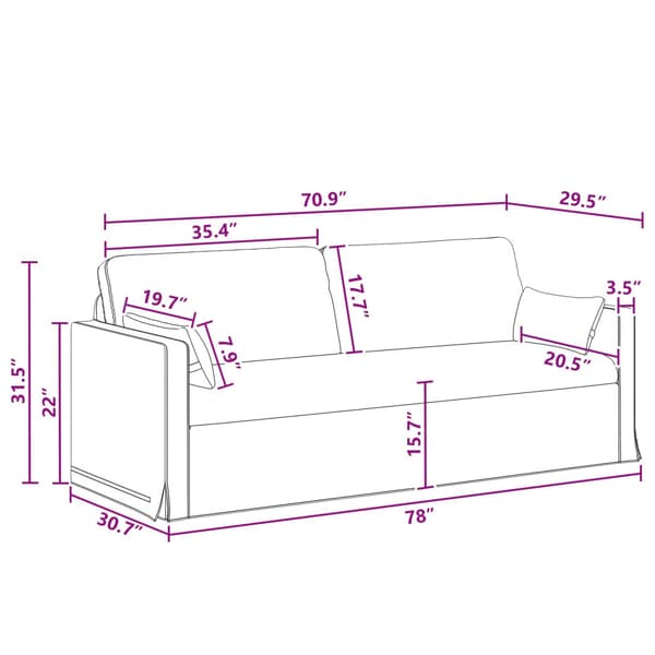 Soffa Mörkgrå 198 x 78 x 80 cm tyg