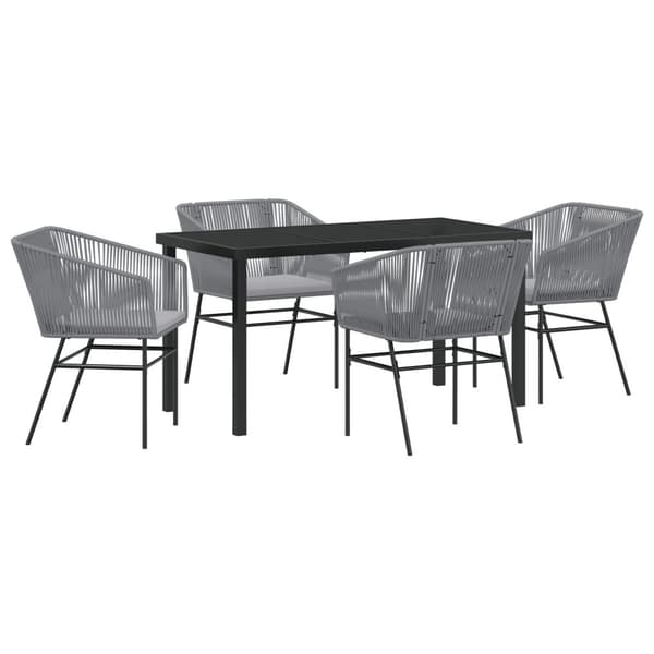 Trädgårdsmöbelset med kudde 5 pcs Grå Pulverlackerat stål