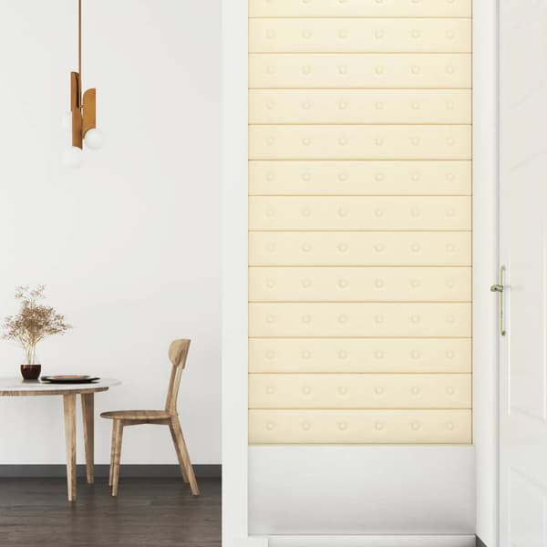 Väggsänggavel 12 pcs Kräm 90 x 15 cm Konstläder