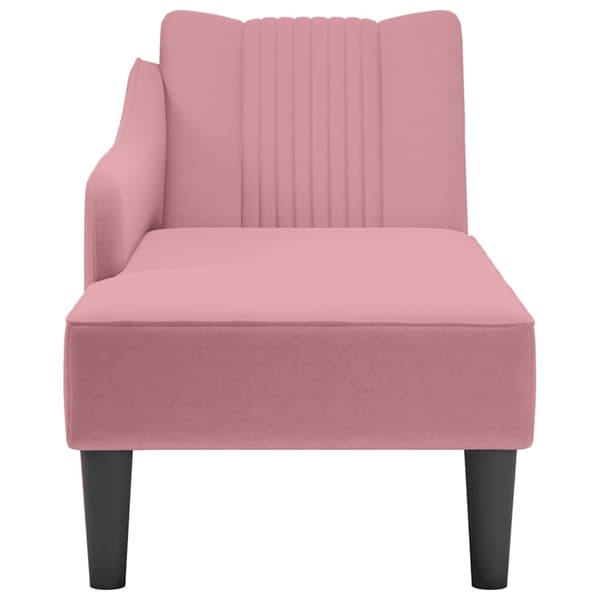 Schäslong med höger armstöd rosa sammet