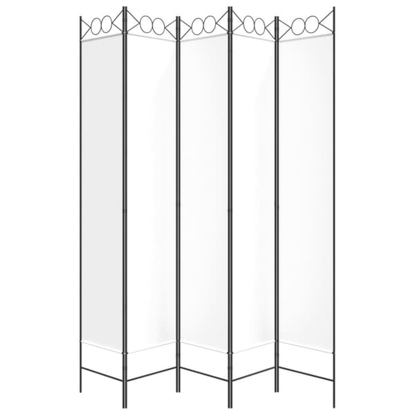Rumsavdelare 5 paneler vit 200x220 cm tyg