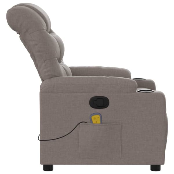 Massagefåtölj taupe tyg