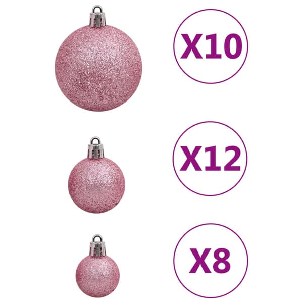 Julgranskulor 111 delar rosa polystyren