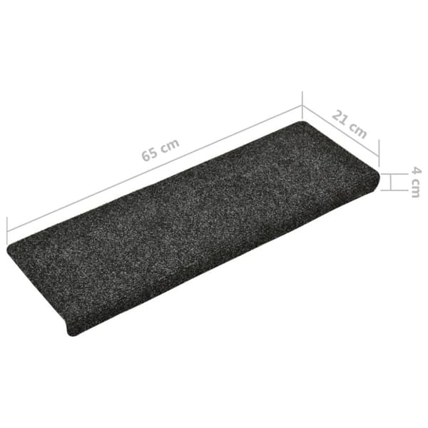 Trappmattor självhäftande 10 st 65x21x4 cm mörkgrå rektangulär kant