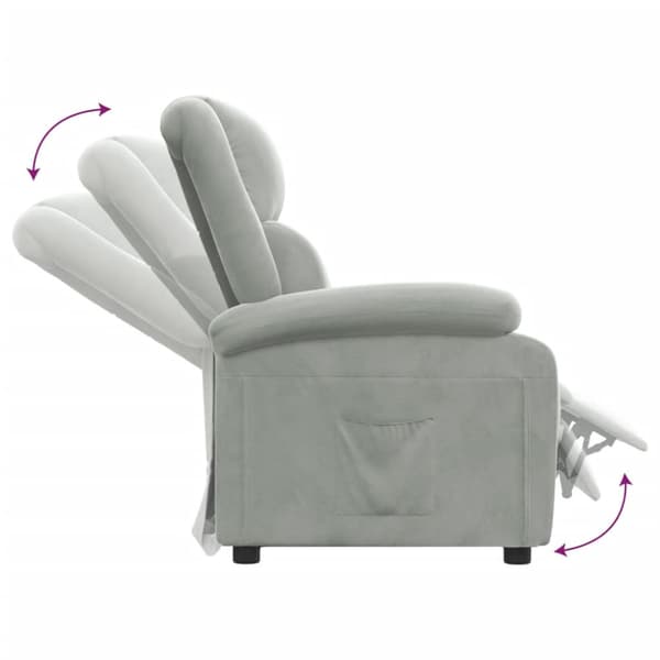 Reclinerfåtölj ljusgrå sammet