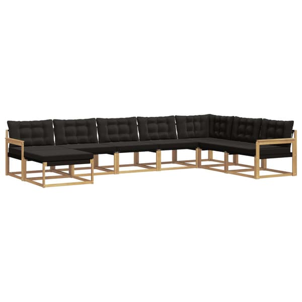 Utomhussoffset med kudde 8 pcs Vit och svart