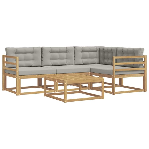 Utomhussoffset 5 pcs Vit och ljusgrå 79 x 79 x 37 cm Polyester