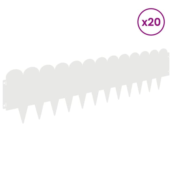 Kant för gräsmatta 20 pcs 103 x 25 cm Stål Vit