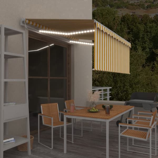 Automatiserad markis vindsensor rullgardin LED 3x2,5m gul/vit