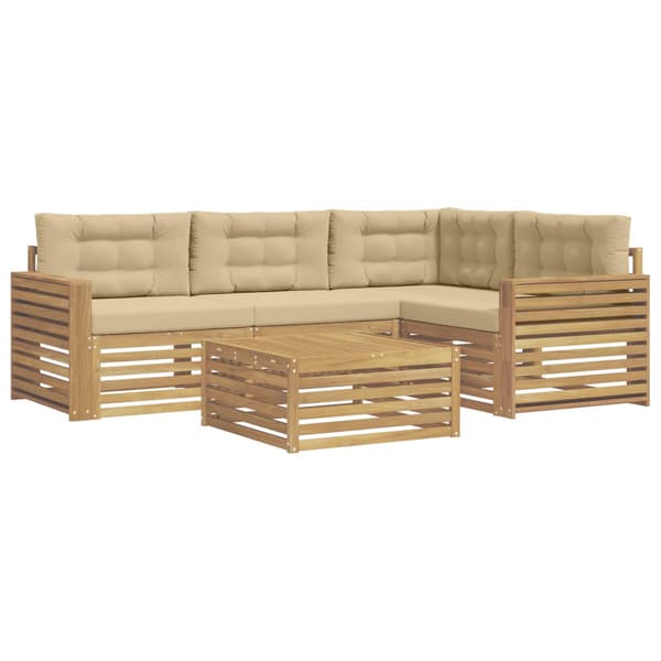 Utomhussoffset 5 pcs Vit och Beige 79 x 79 x 37 cm Polyester