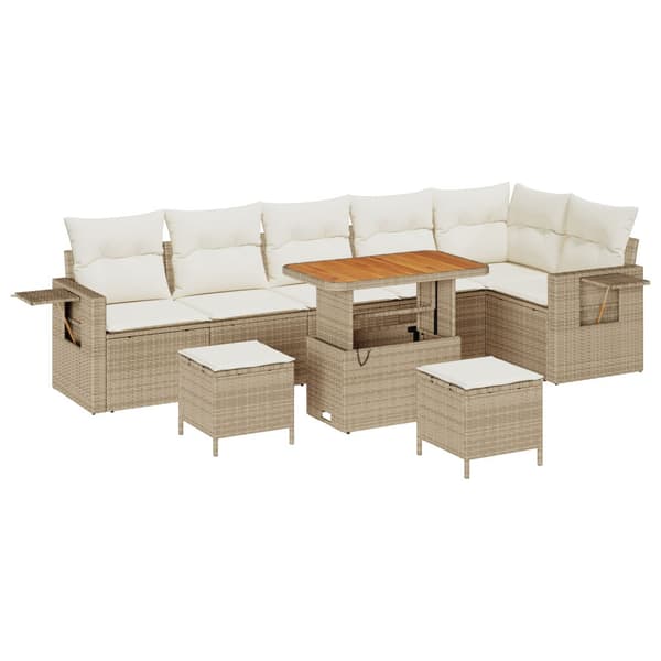 Trädgårdsoffset 9 pcs Beige konstrotting