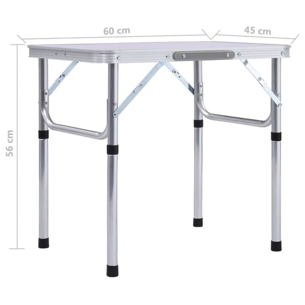 Hopfällbart campingbord vit aluminium 60x45 cm