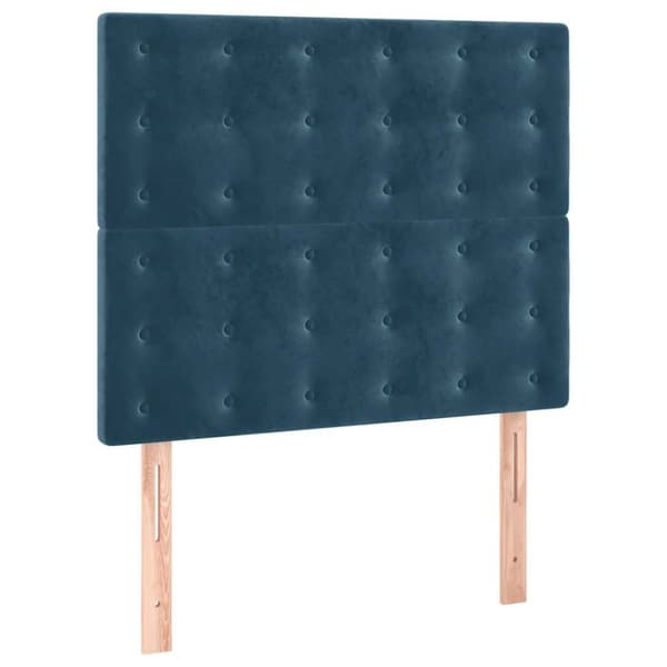 Ramsäng med madrass mörkblå 90x190 cm sammet
