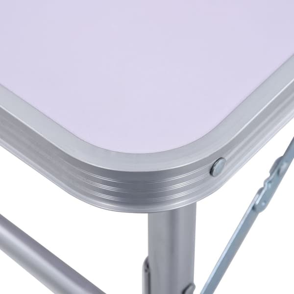 Hopfällbart campingbord vit aluminium 60x45 cm