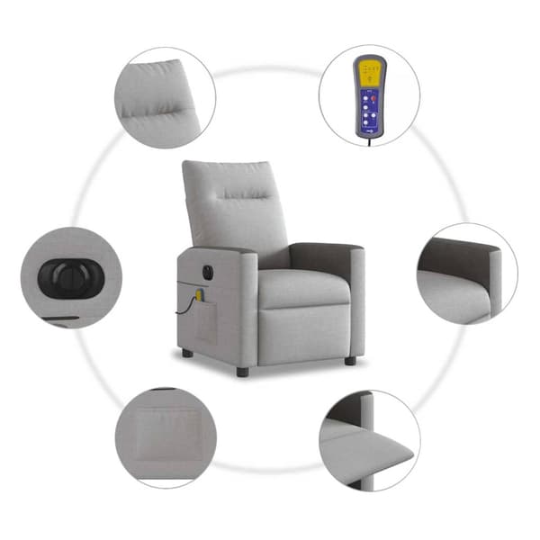Elektrisk massagefåtölj molngrå tyg