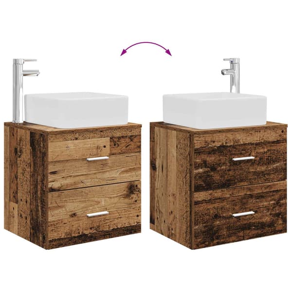 Badrumsmöbelset 2 pcs Gammalt trä Konstruerat trä