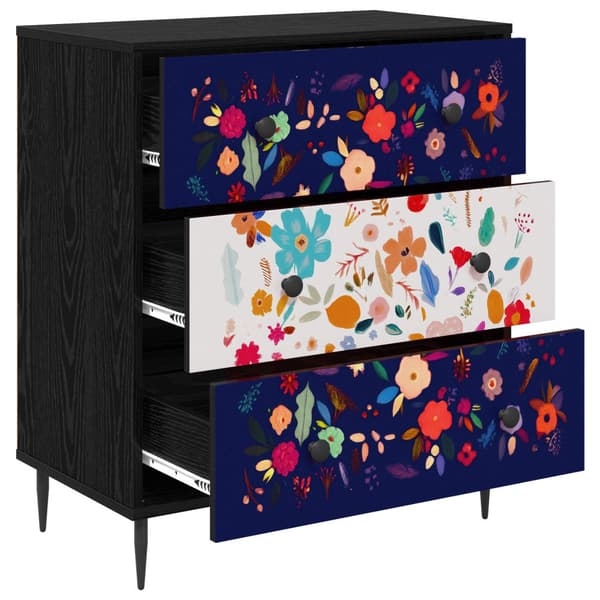 Kommode MAINZ Blommönster 66 x 36,5 x 76 cm Konstruerat trä