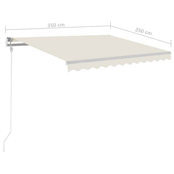 Automatisk markis med vindsensor & LED 350x250 cm gräddvit