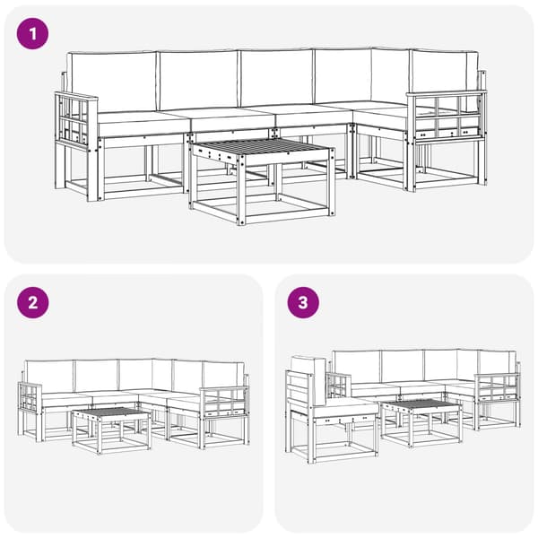 Utomhussoffset med kudde 6 pcs Naturlig och Grädde
