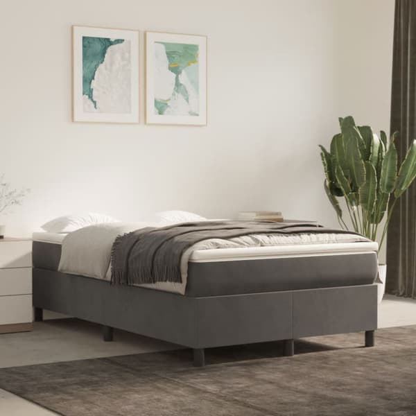 Ramsäng med madrass mörkgrå 120x190 cm sammet