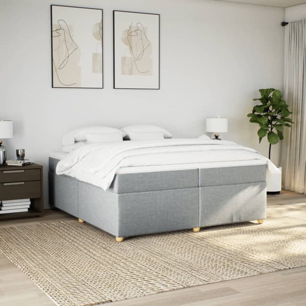 Ramsäng med madrass ljusgrå 200x200 cm tyg