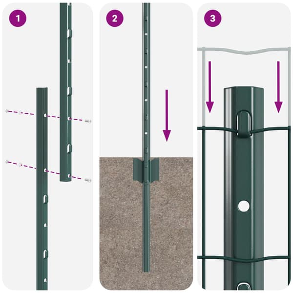 Stängsel med stolpe Grön 1,2 x 10 m Stål