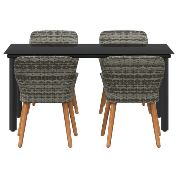 Trädgårdsmöbelset med kudde 5 pcs Grå konstrotting