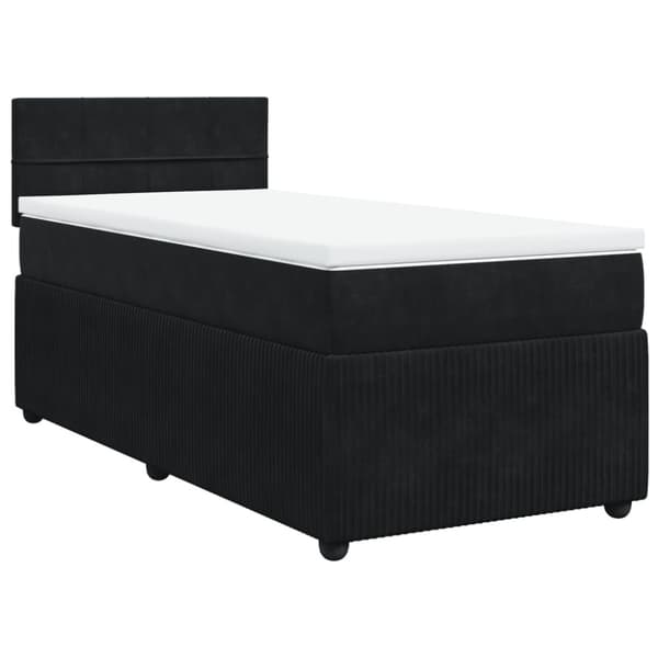 Ramsäng med madrass svart 90x200 cm sammet