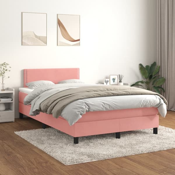 Ramsäng med madrass rosa 120x190 cm sammet
