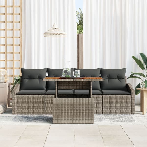 Trädgårdsoffset med lagring 5 pcs Grå Poly rattan