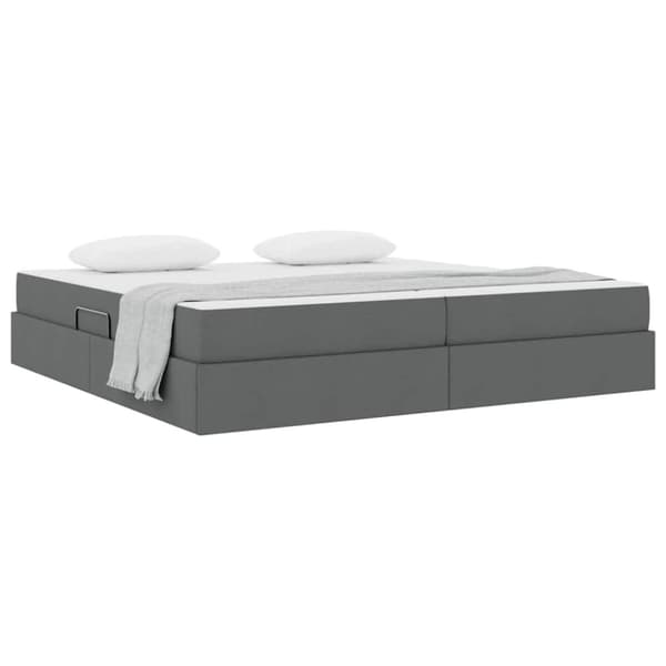 Förvaringssäng med madrass Mörkgrå 200 x 200 cm Polyester