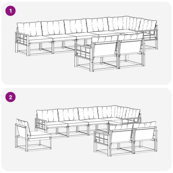 Utomhussoffset med kudde 8 pcs Vit och Beige