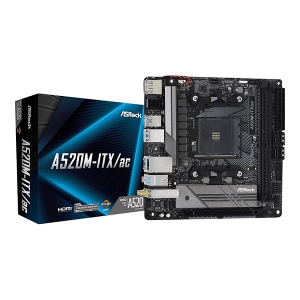ASRock A520M-ITX/ac - moderkort - mini ITX - Socket AM4 - AMD A520