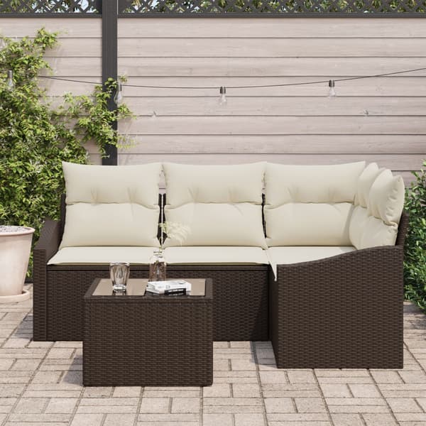 Soffset med kudde 5 pcs Brun konstrotting