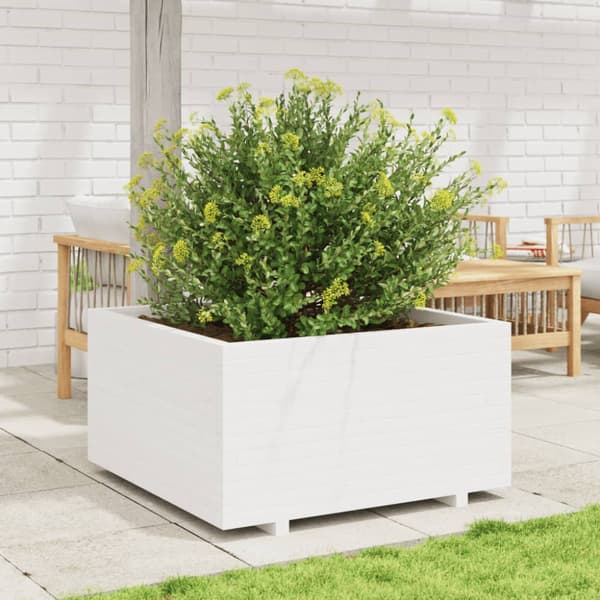 Odlingslåda vit 90x90x49,5 cm massiv furu