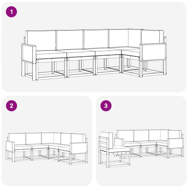 Utomhussoffset med kudde 5 pcs Naturlig och Beige Polyester
