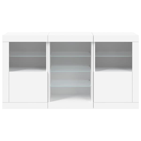 Skänk med LED-belysning vit 123x37x67 cm