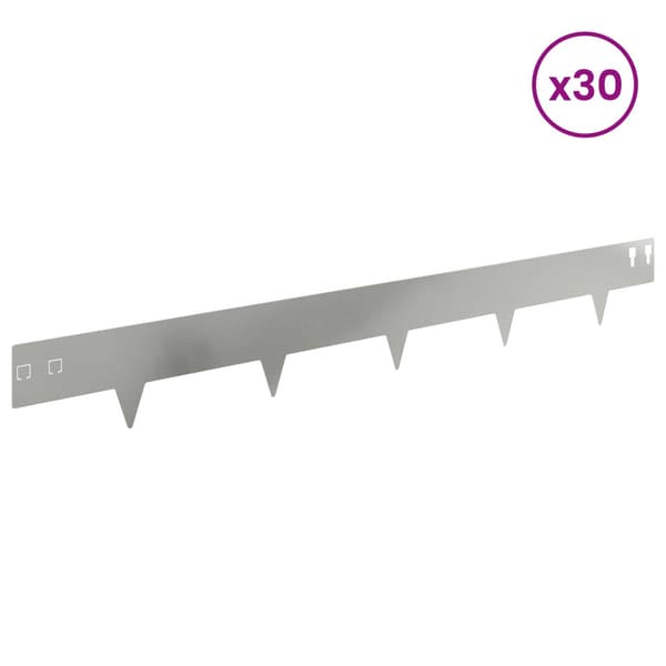 Kant för gräsmatta 30 pcs 100 x 12 cm Stål Silver