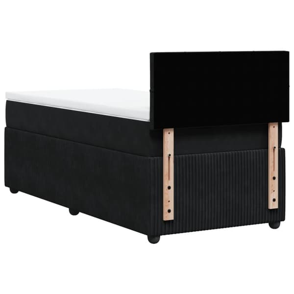 Ramsäng med madrass svart 90x200 cm sammet