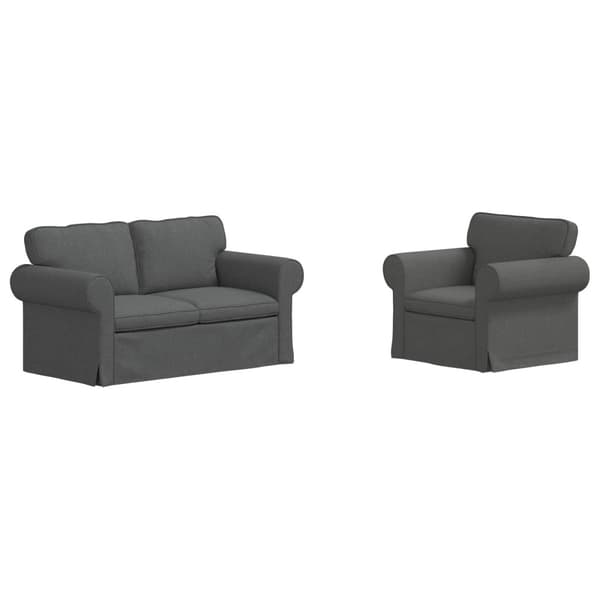 Soffset 2 pcs Mörkgrå 155 x 82 x 80 cm tyg