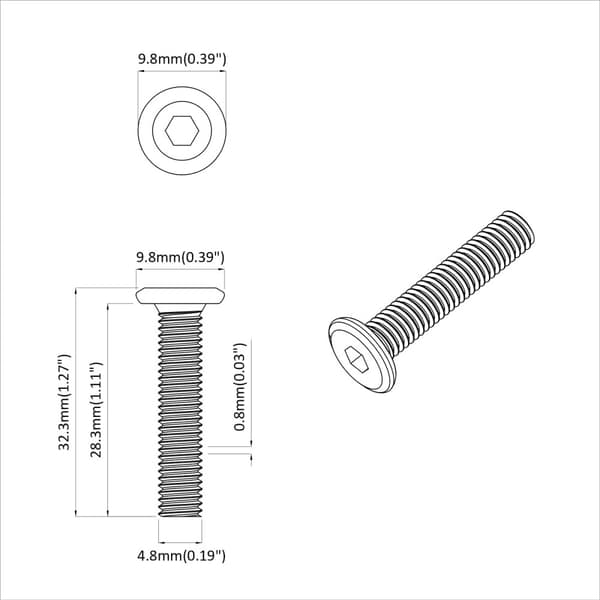 Skruv 2 pcs Silver 5 x 30 mm Järn