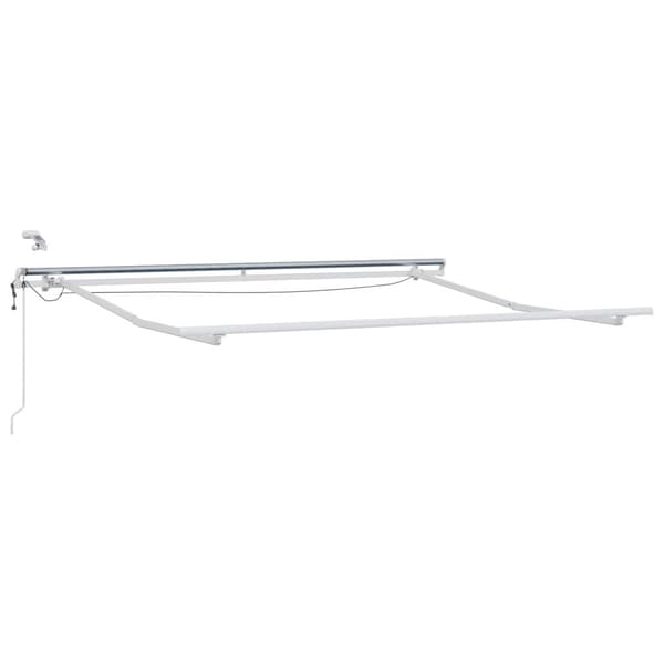 Utfällbar markis Ljusgrå och vit. 450 × 350 cm