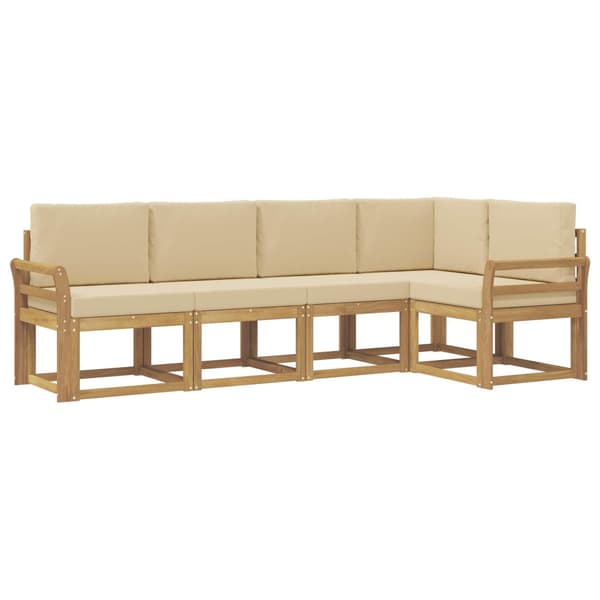 Utomhussoffset med kudde 5 pcs Vit och Beige
