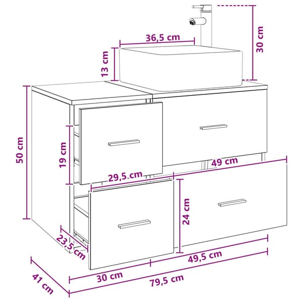 Badrumsmöbelset 2 pcs Betonggrå Konstruerat trä