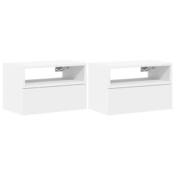 Väggmonterade sängbord 2 st vit 45x26x28,5 cm